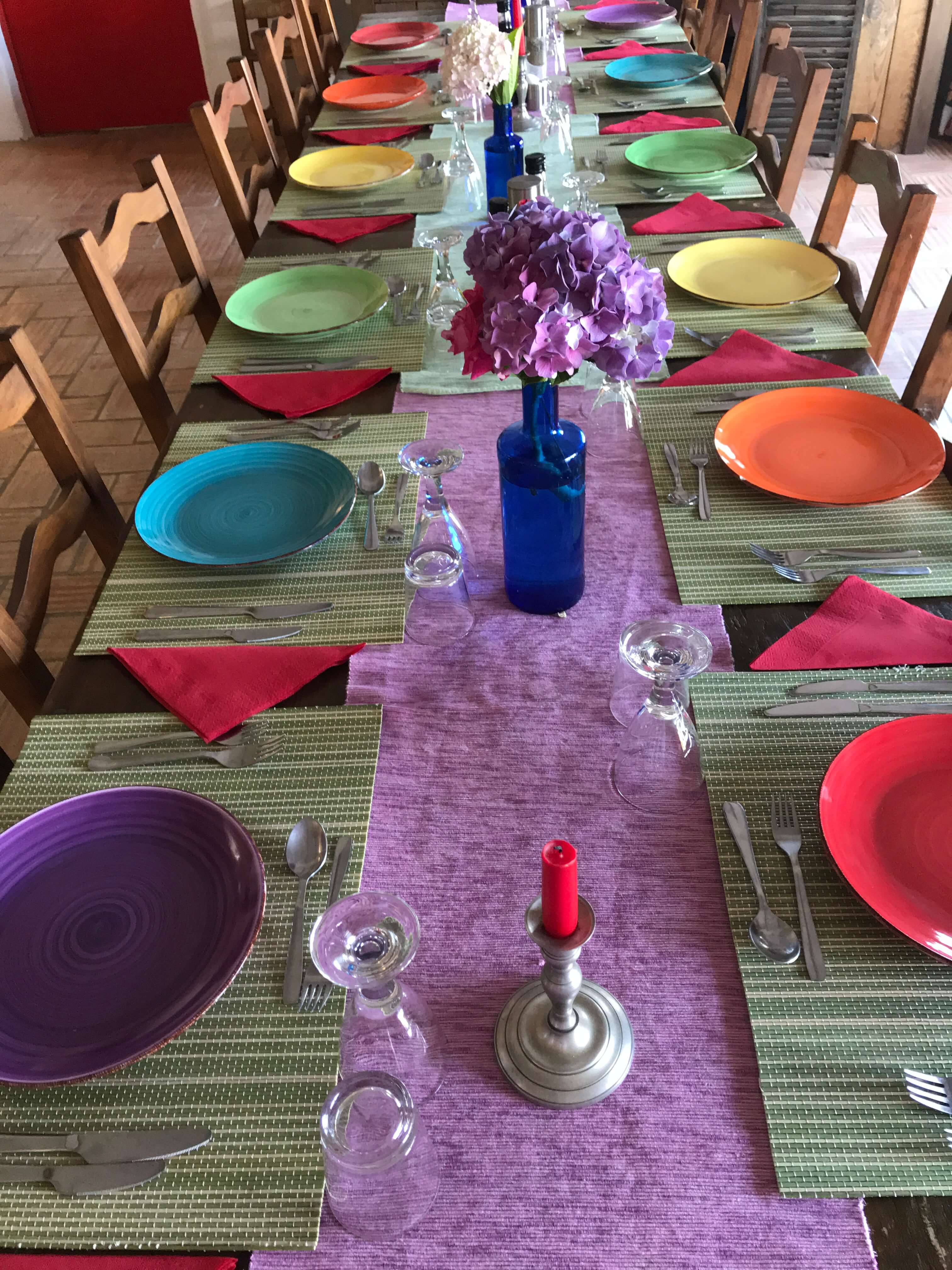 Casa Fajara - colourful table settings for celebration dinners