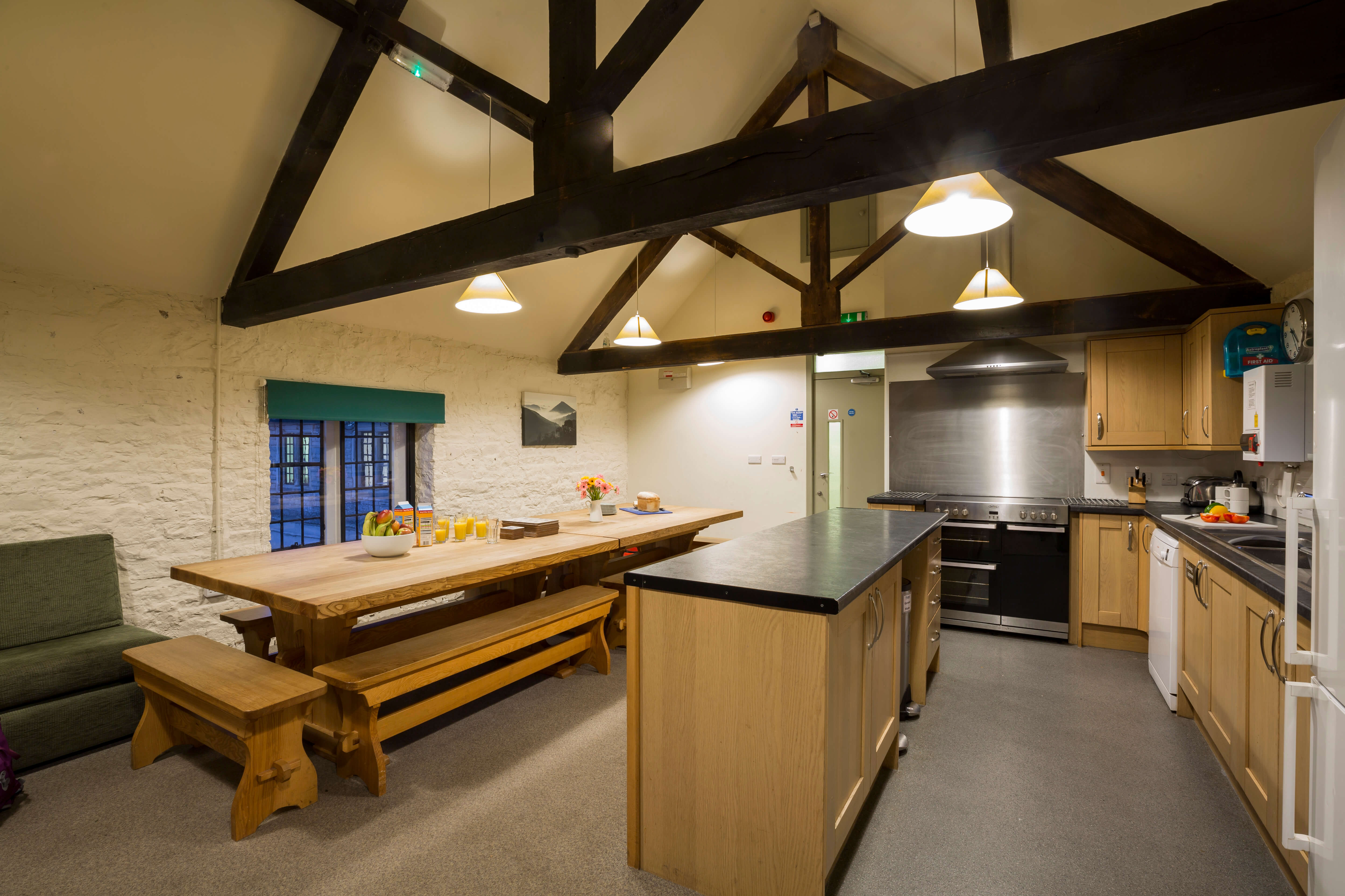 National Trust - Ilam Bunkhouse - seating for dining in the kitchen