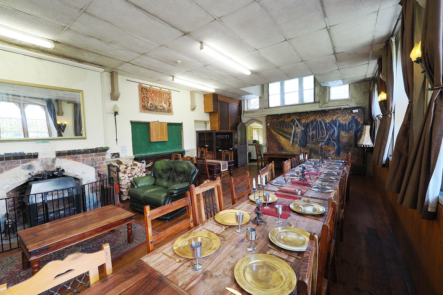 Oakraven Field Centre - the main hall set up for dining