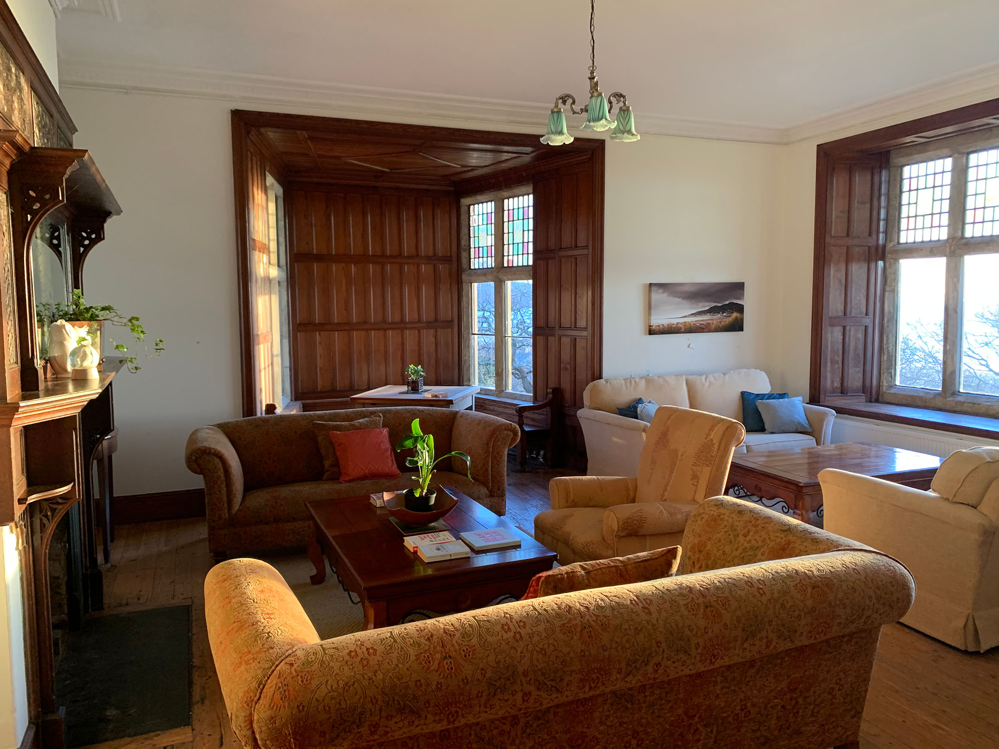 Plas Mynach - plenty of comfy seating in the large drawing room