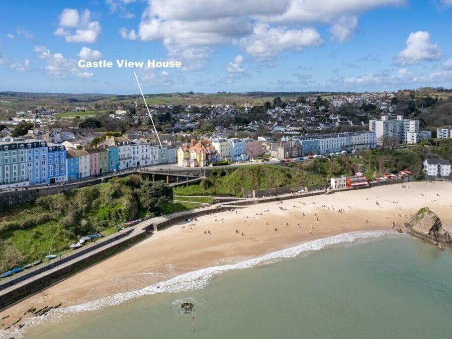 An aerial view showing the location of Castle View House