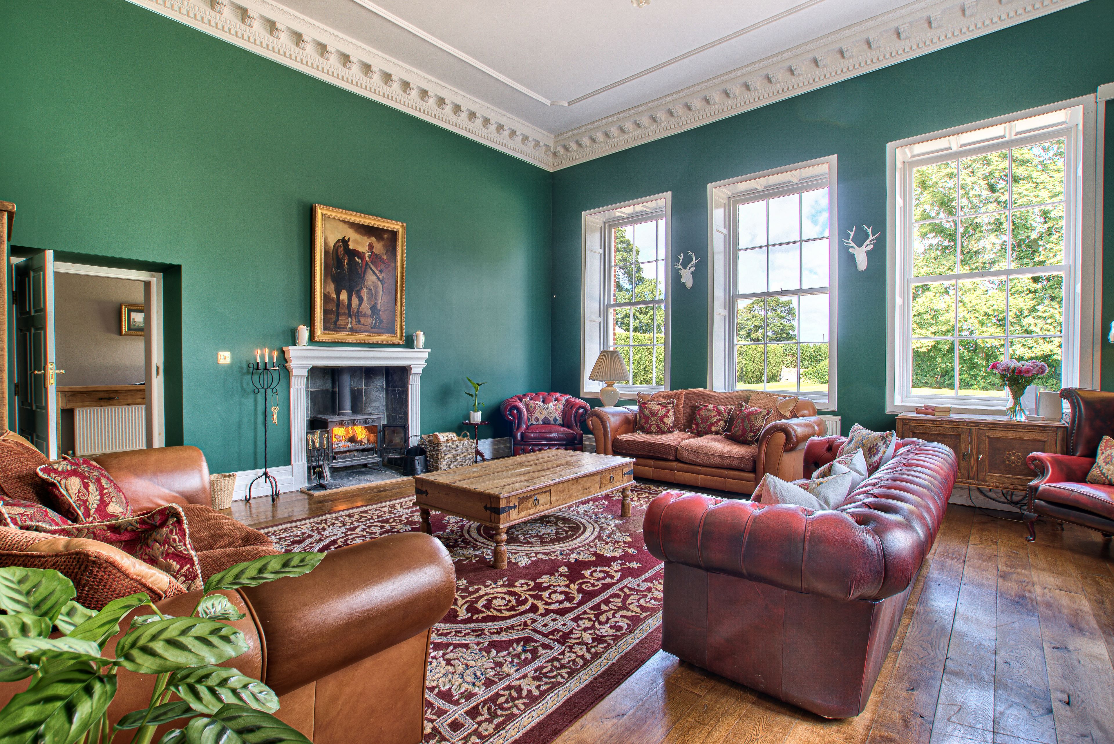 Glentworth Hall - luxury drawing room with period features and wood stove
