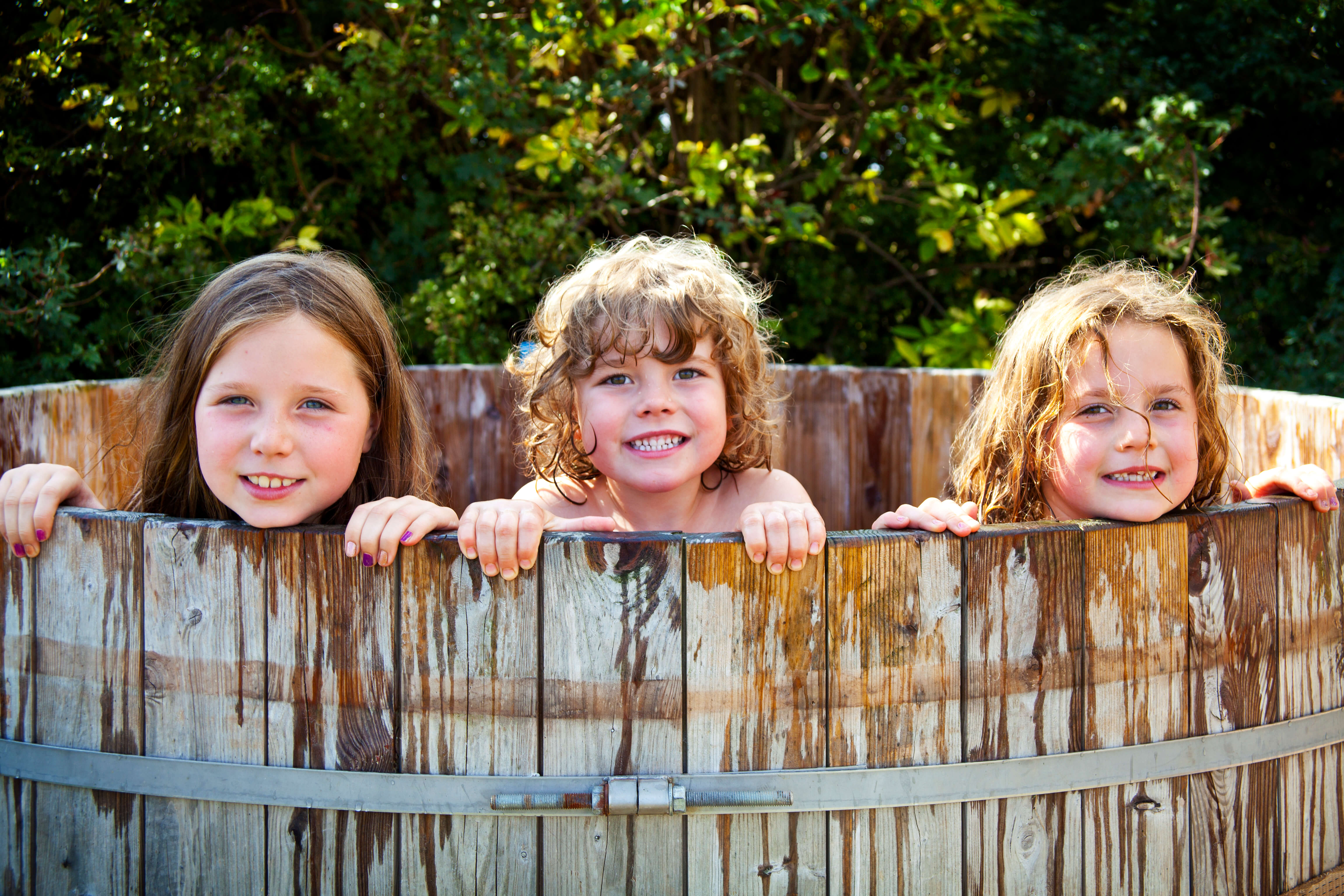 Hollings Hill - happy faces playing in the hot tub