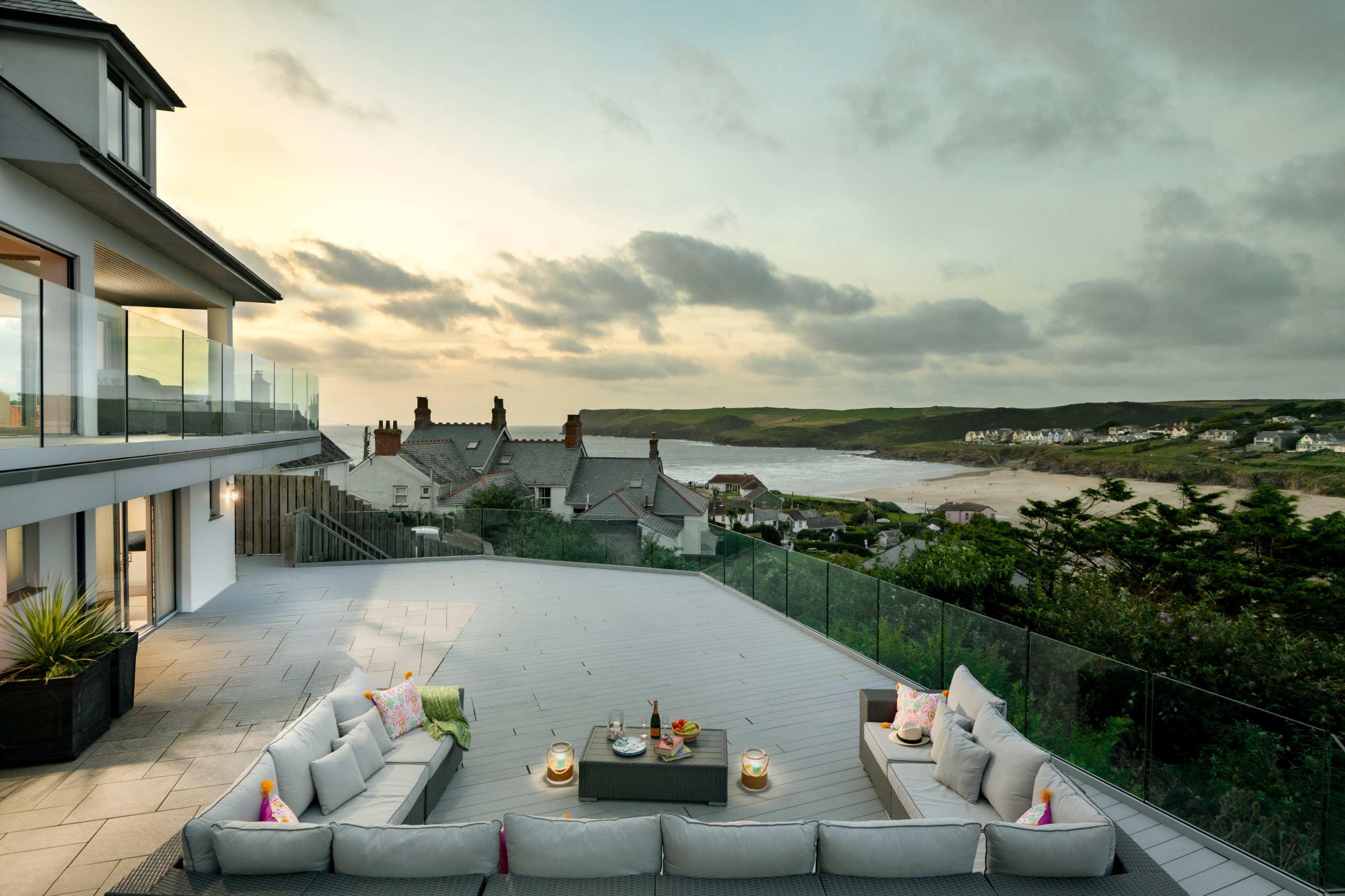 Parker's Place - outside lounge seating gazing at those glorious sea views