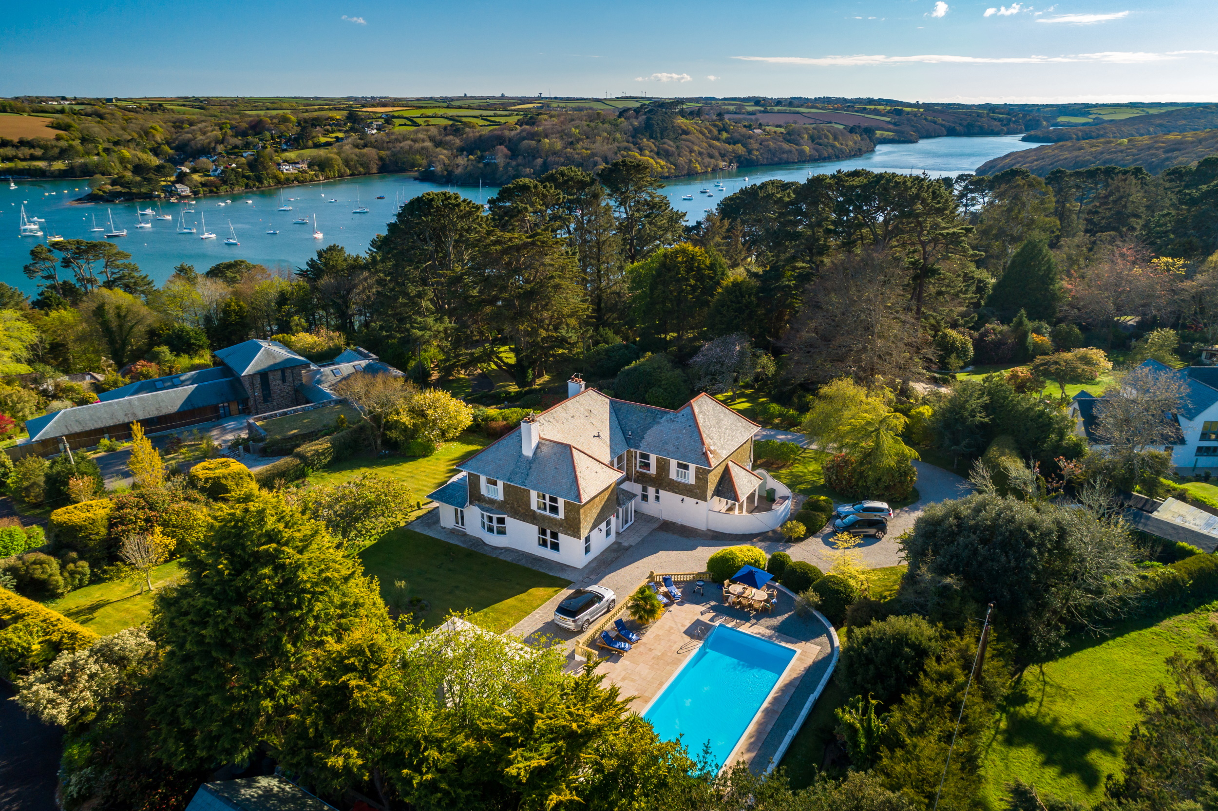 Boscantle - aerial view of the house and Helford River