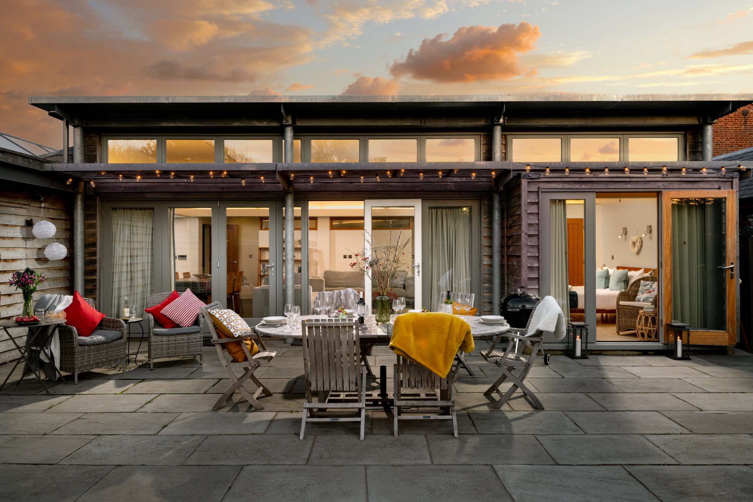 Cranmer Eco Barn - perfect for evening drinks and barbecues at sundown