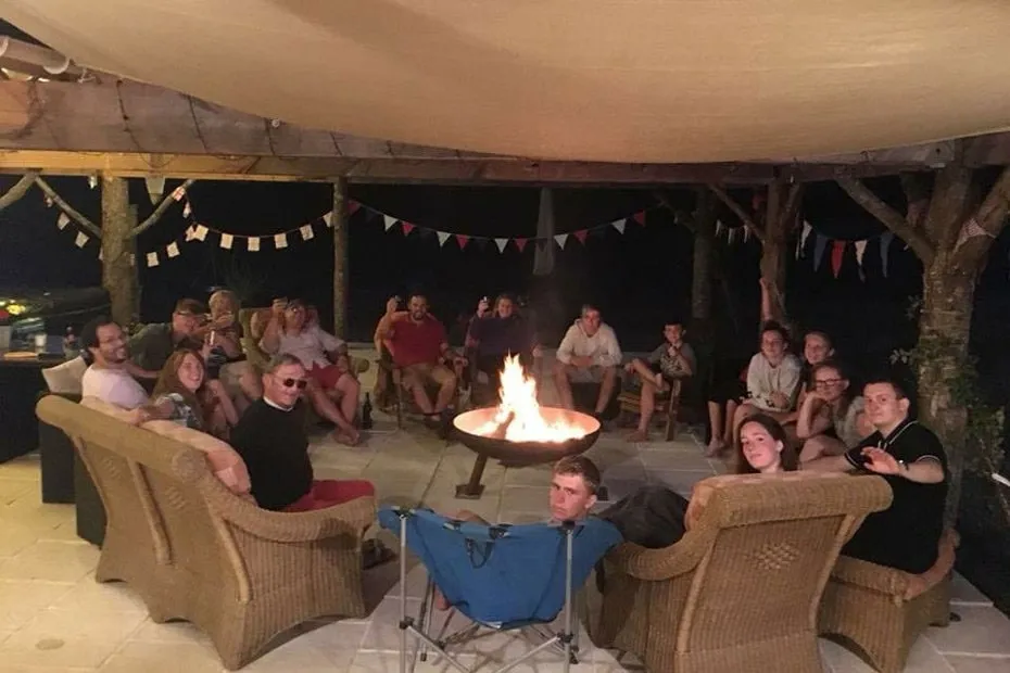 Gite Dordogne - lovely social space under the canopy around the firepit
