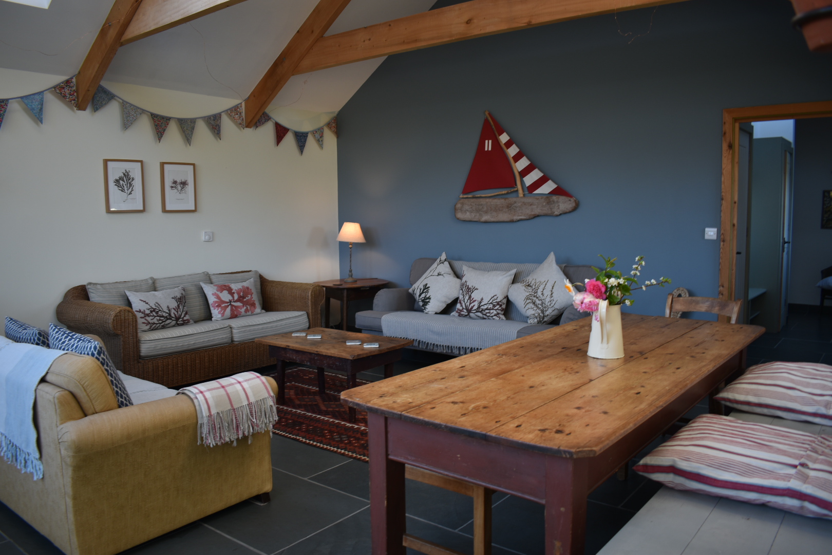Tremeer - Long Barn cosy lounge with plenty of comfy seating
