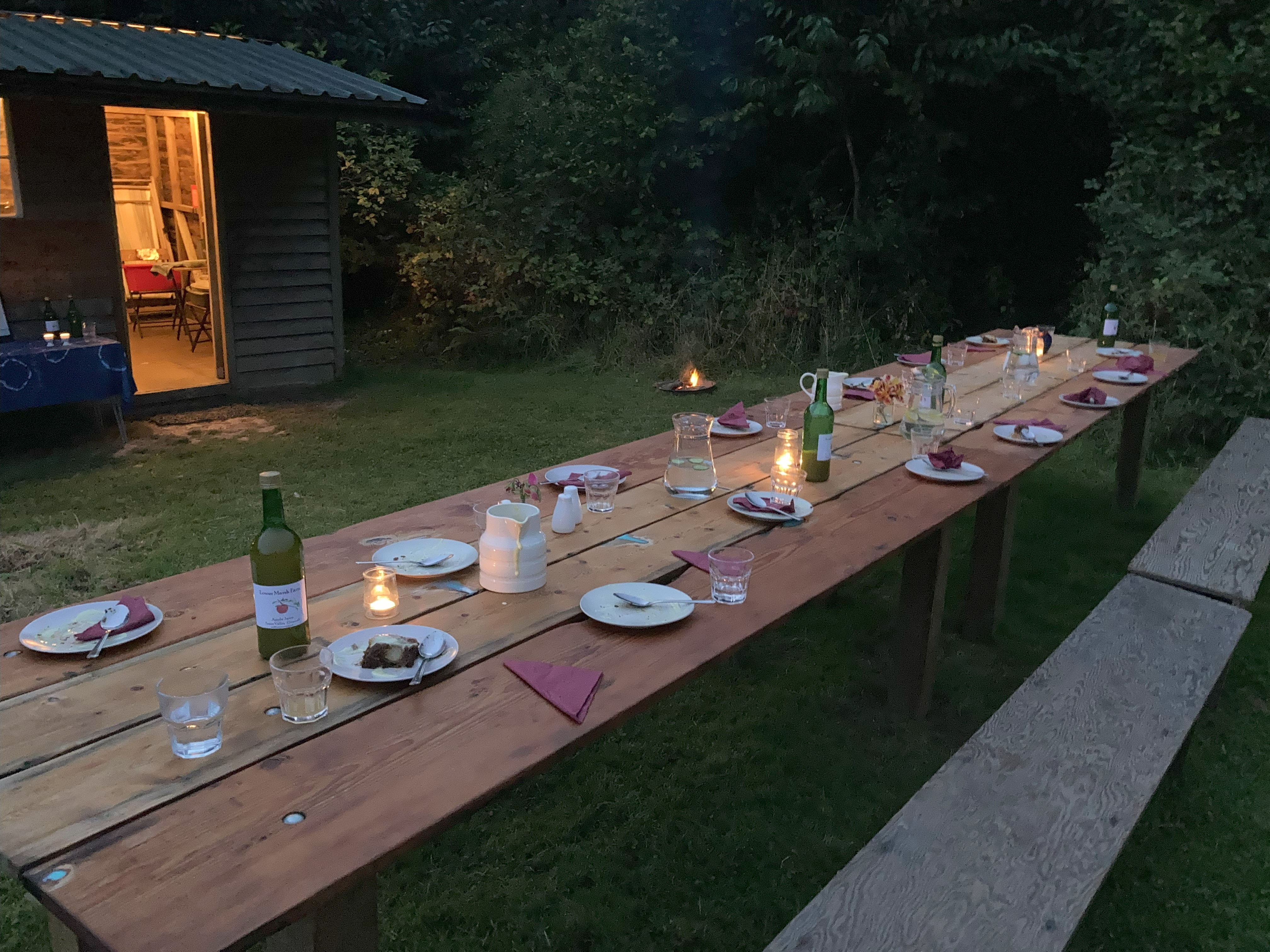 Lower Marsh Farm - al fresco dining for groups in the meadow