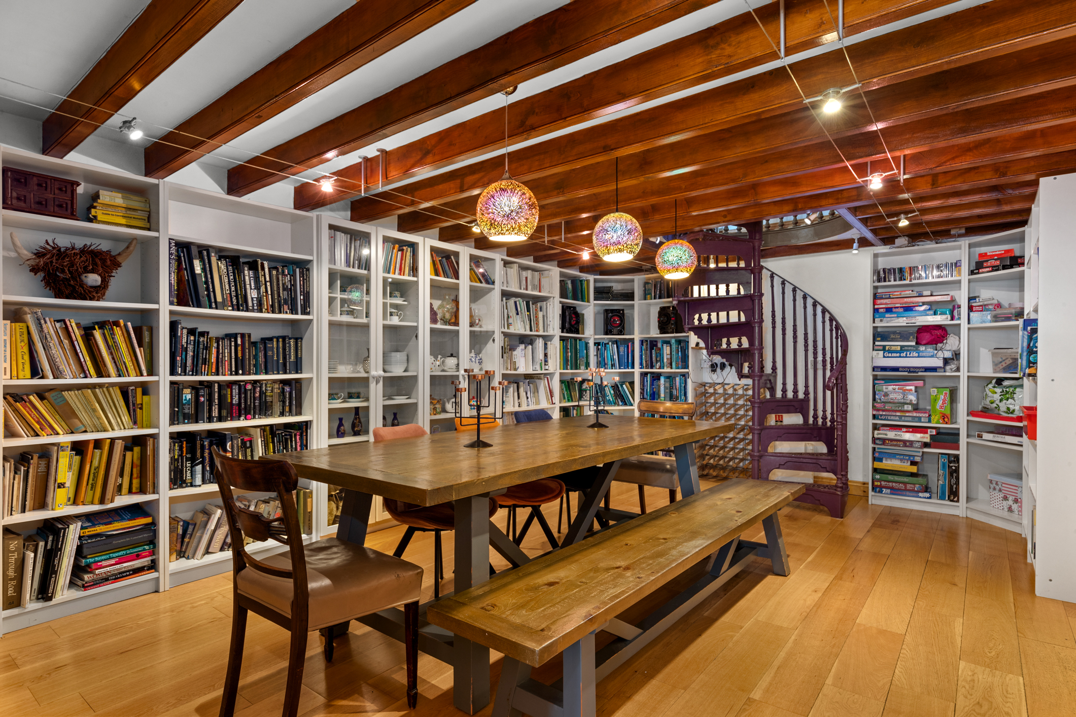 Park Court Barn - dining room and library