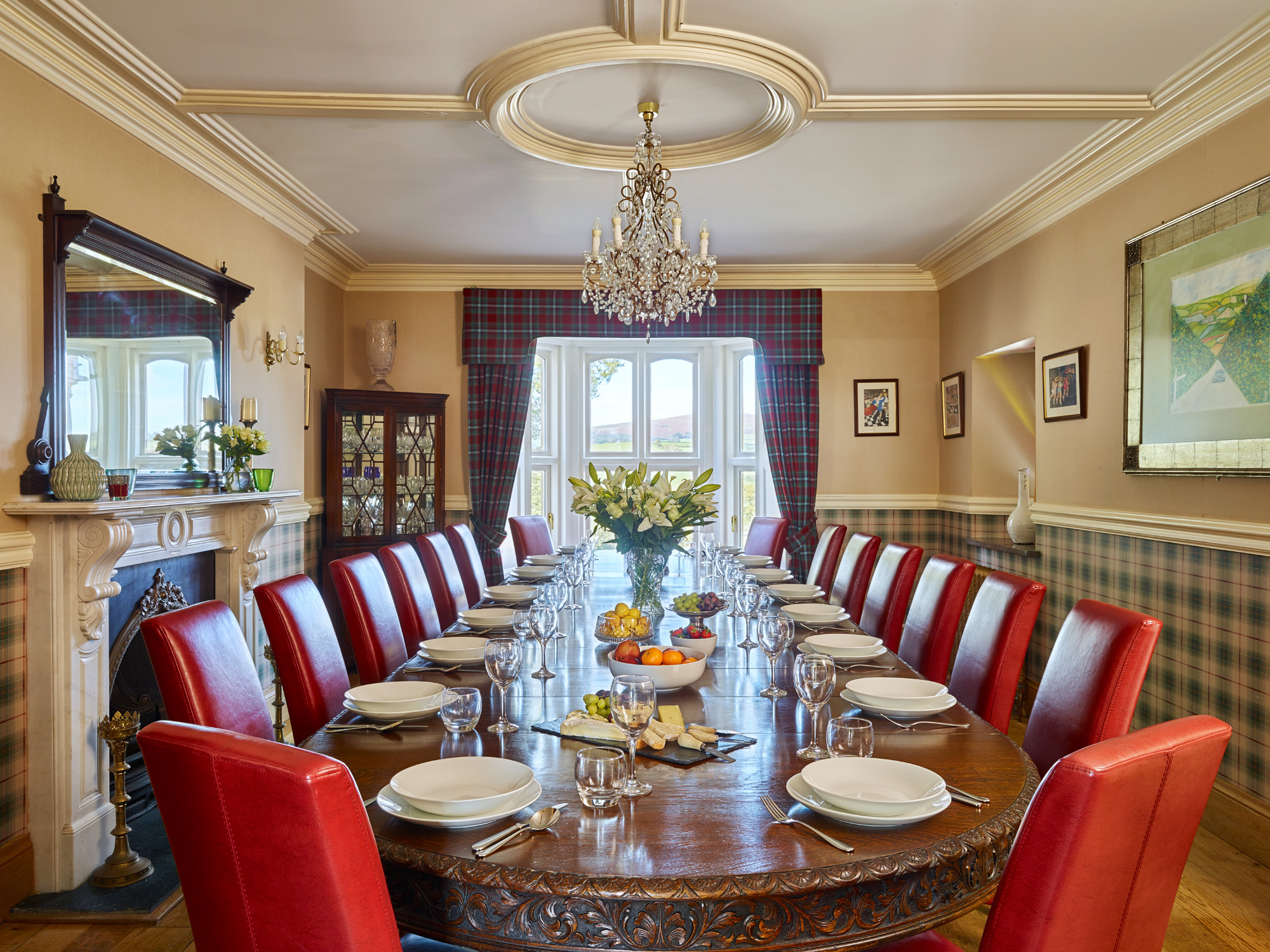 Ludbrook Manor - grand inside dining room with character feature fireplace