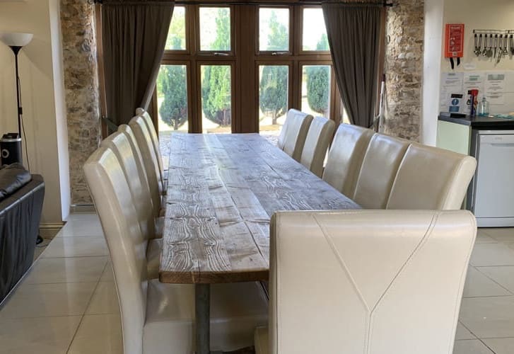 Milking Parlour - inside dining with seating for up to 16 guests