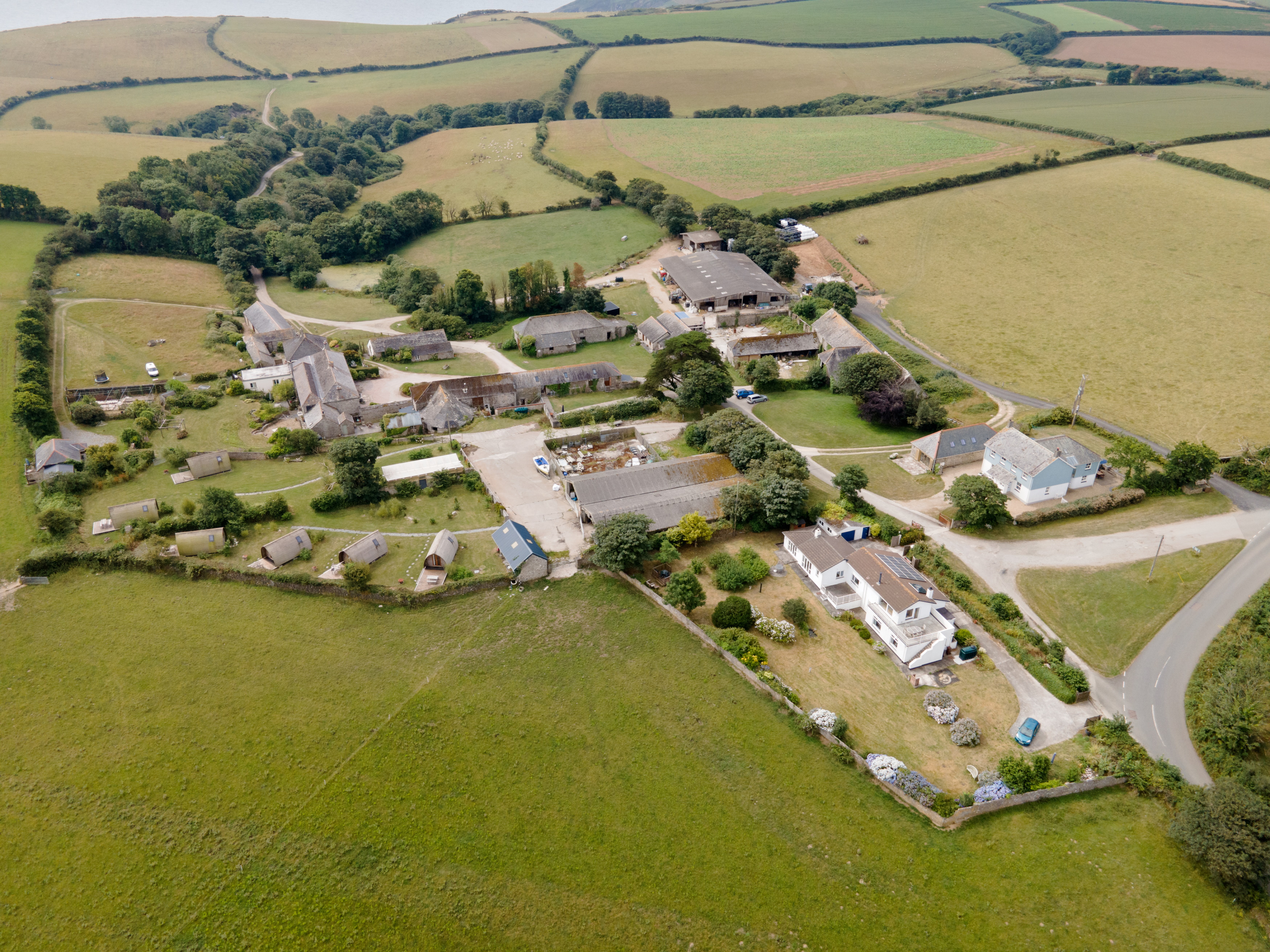Bodrugan - an aerial view of the farm