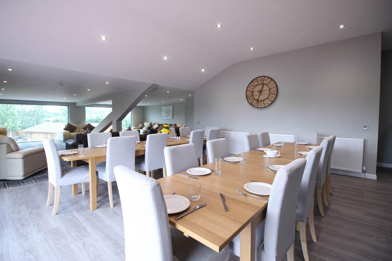 Castlewood House - tables set up for 10 on each