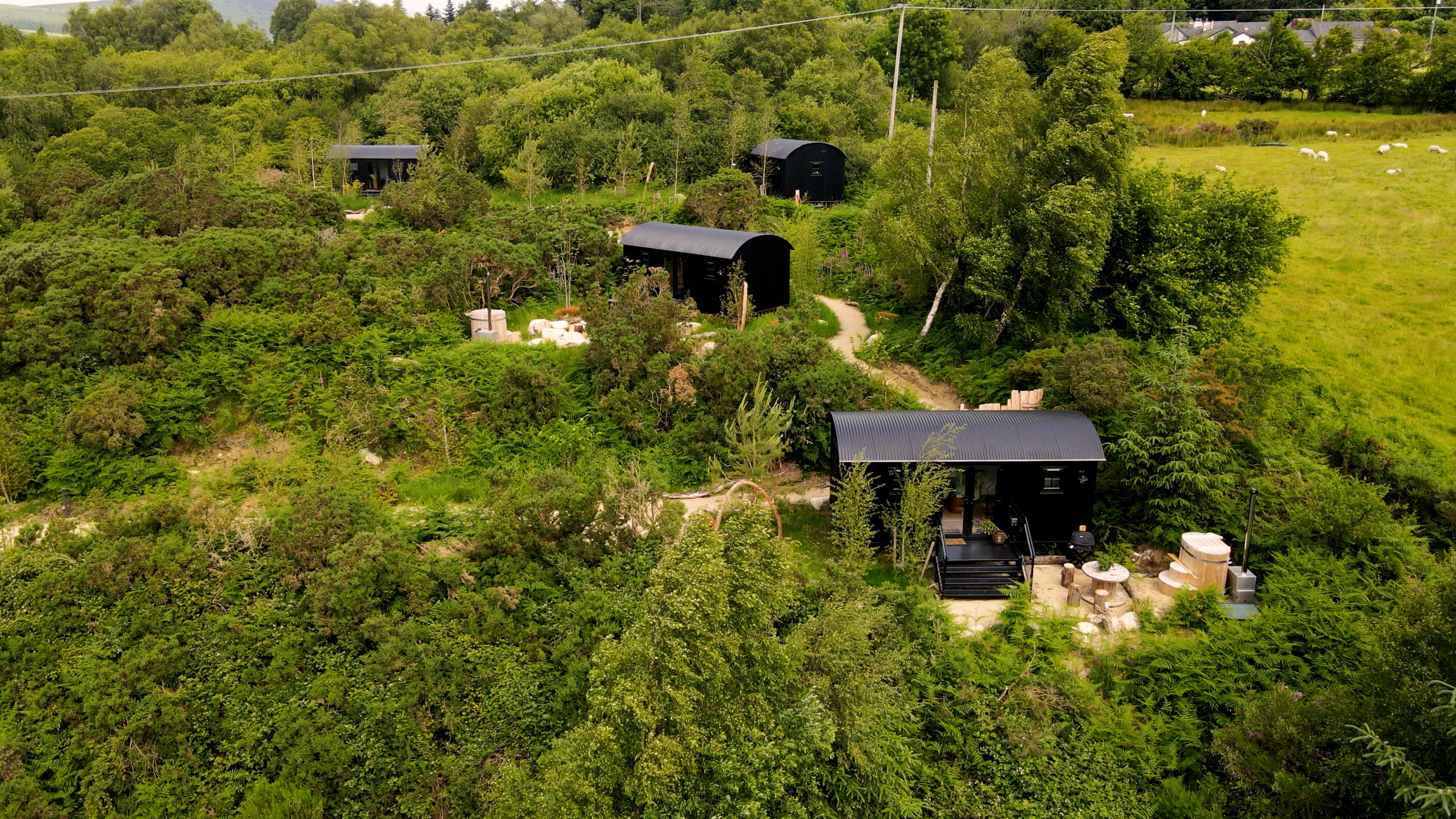 The Deerstone - shepherd's huts from above