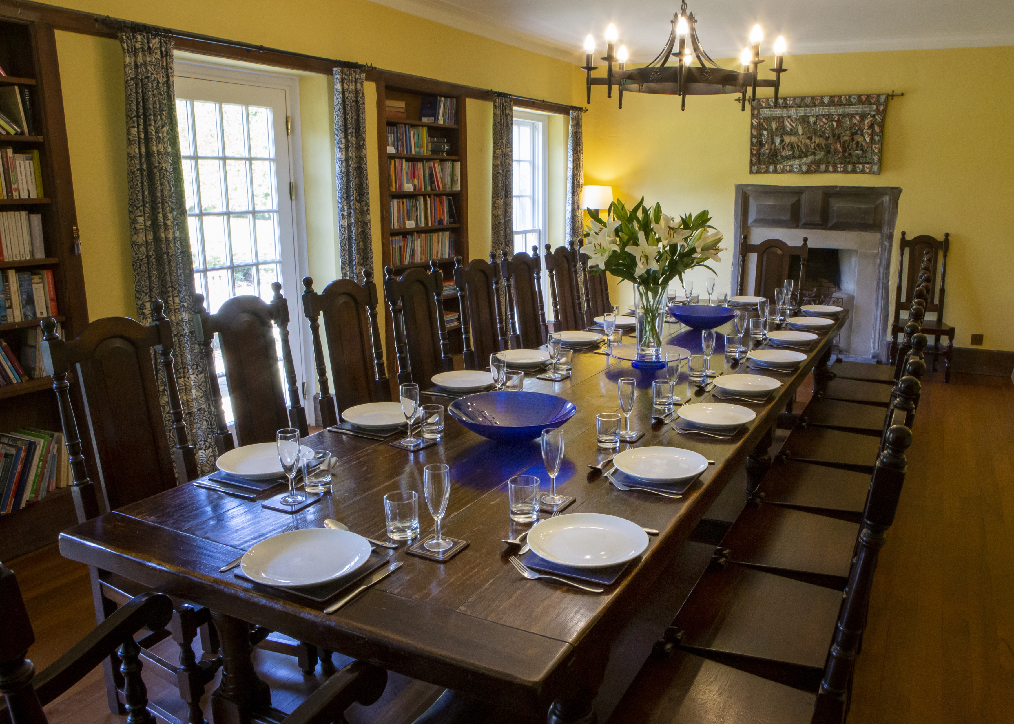 Dunstan Hall - 14ft long oak refectory table seats 18