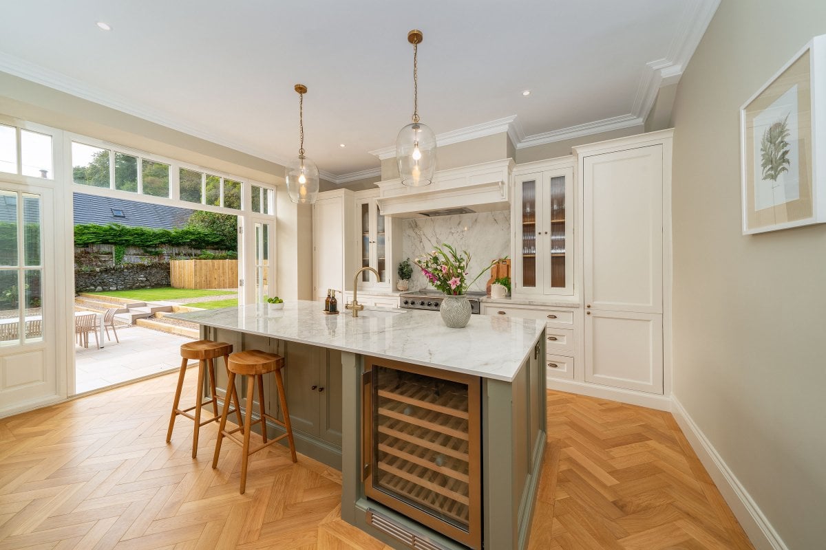 Kitchen with French doors onto terrace