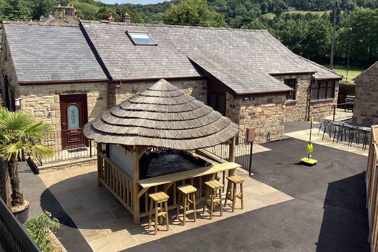 The Haven, Derbyshire - outside hot tub, under cover with bar stools