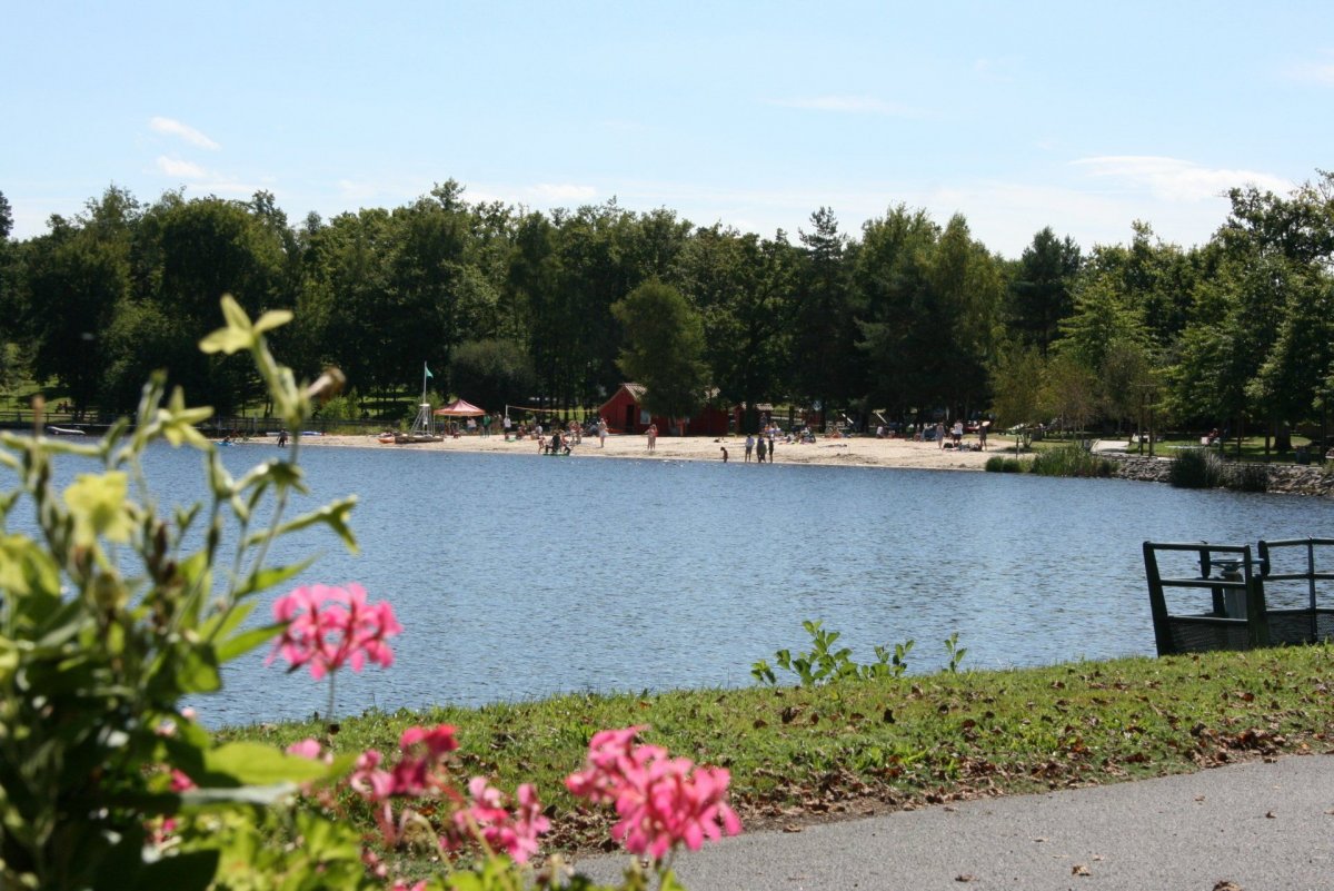 One of the nearby swimming lakes with a sandy beach