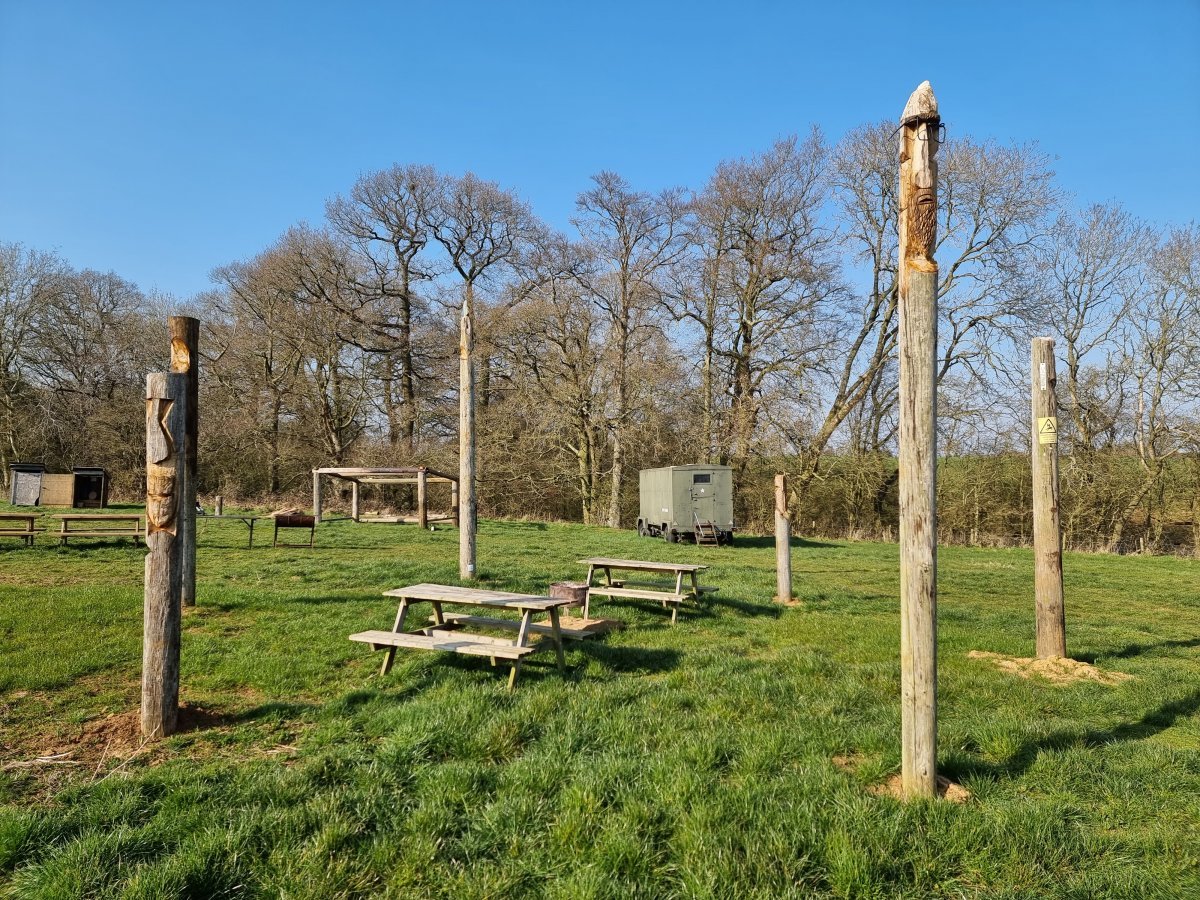 Picnic benches for eating outside together