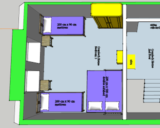 In addition to the officially listed accommodation there is a comfortable double sofabed on the 2nd floor. This image shows sofabed configured as a double bed.