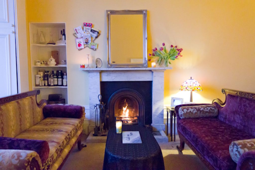 The Lodge lounge with cosy fire