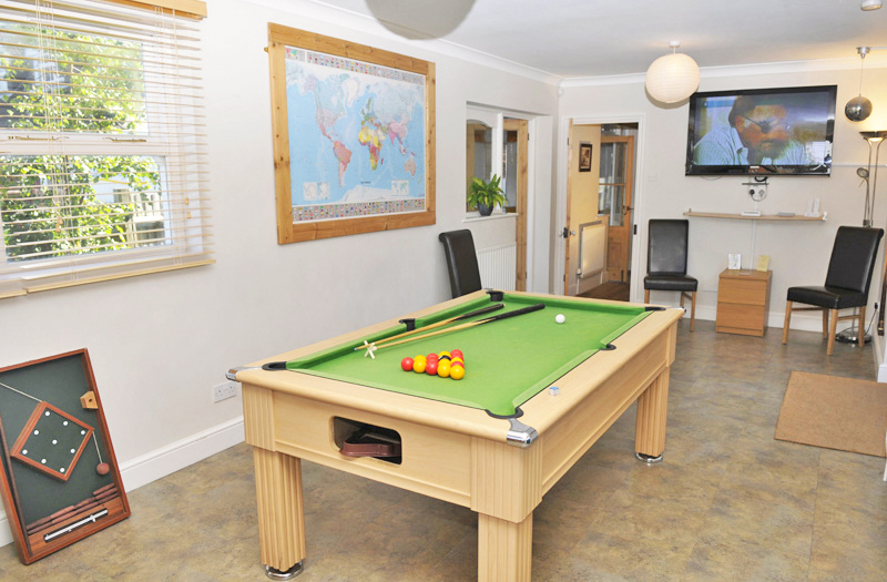 Games room with pool table, table tennis and Wii