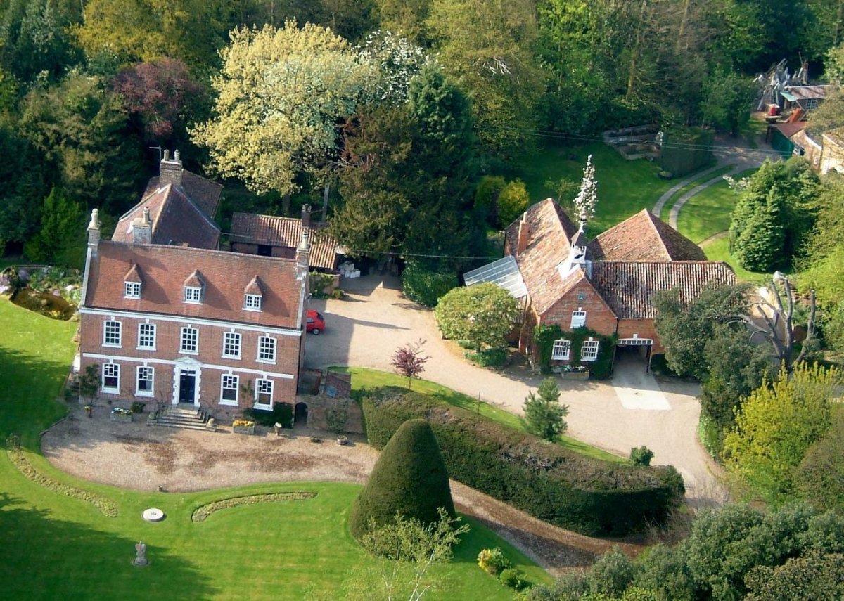 Aerial view of Brackenborough Hall and Coach House