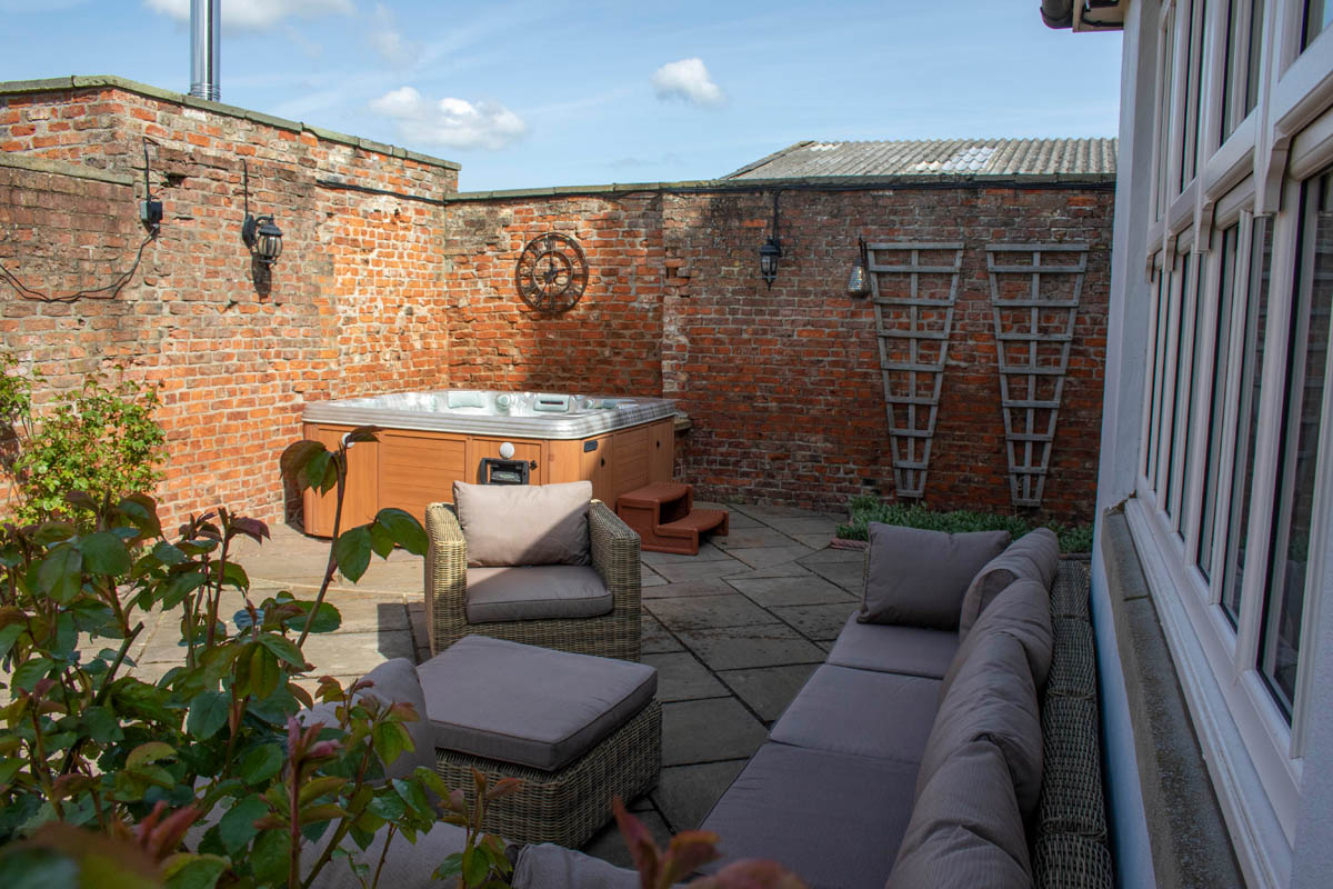 Hot tub and seating area