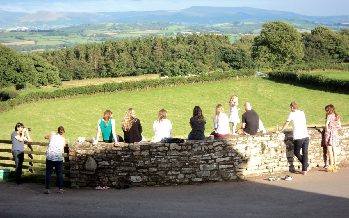 A group of visitors enjoying the view