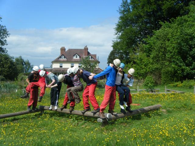 Working as a team on Trewern's Assault Course