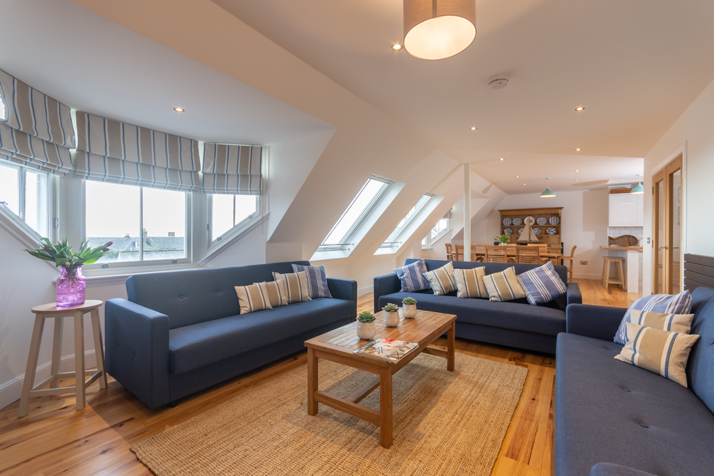 Airy space, two sofa convert into beds