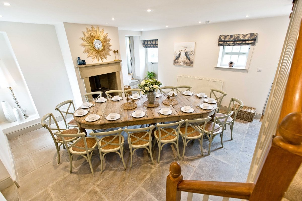 Formal dining for 16 guests in this tasteful and spacious dining room.