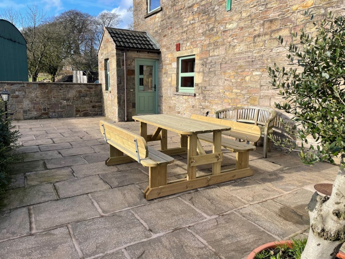 Felton Brook garden area with large bench