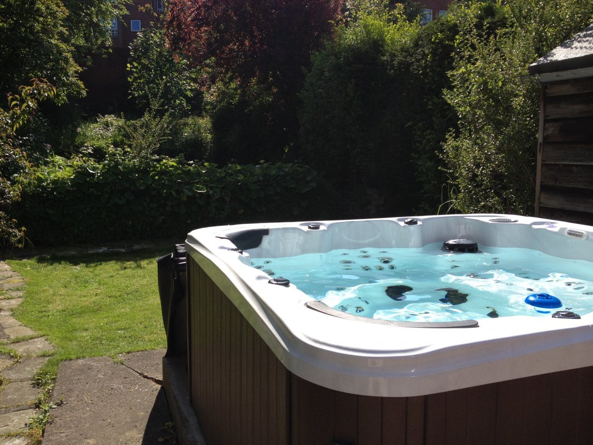 Large private garden with 7 seat hot tub