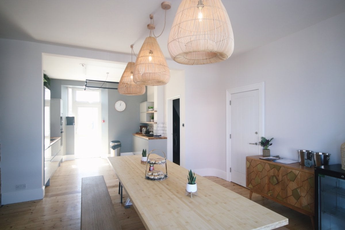 The Blue Door - bespoke kitchen with dining table for 16