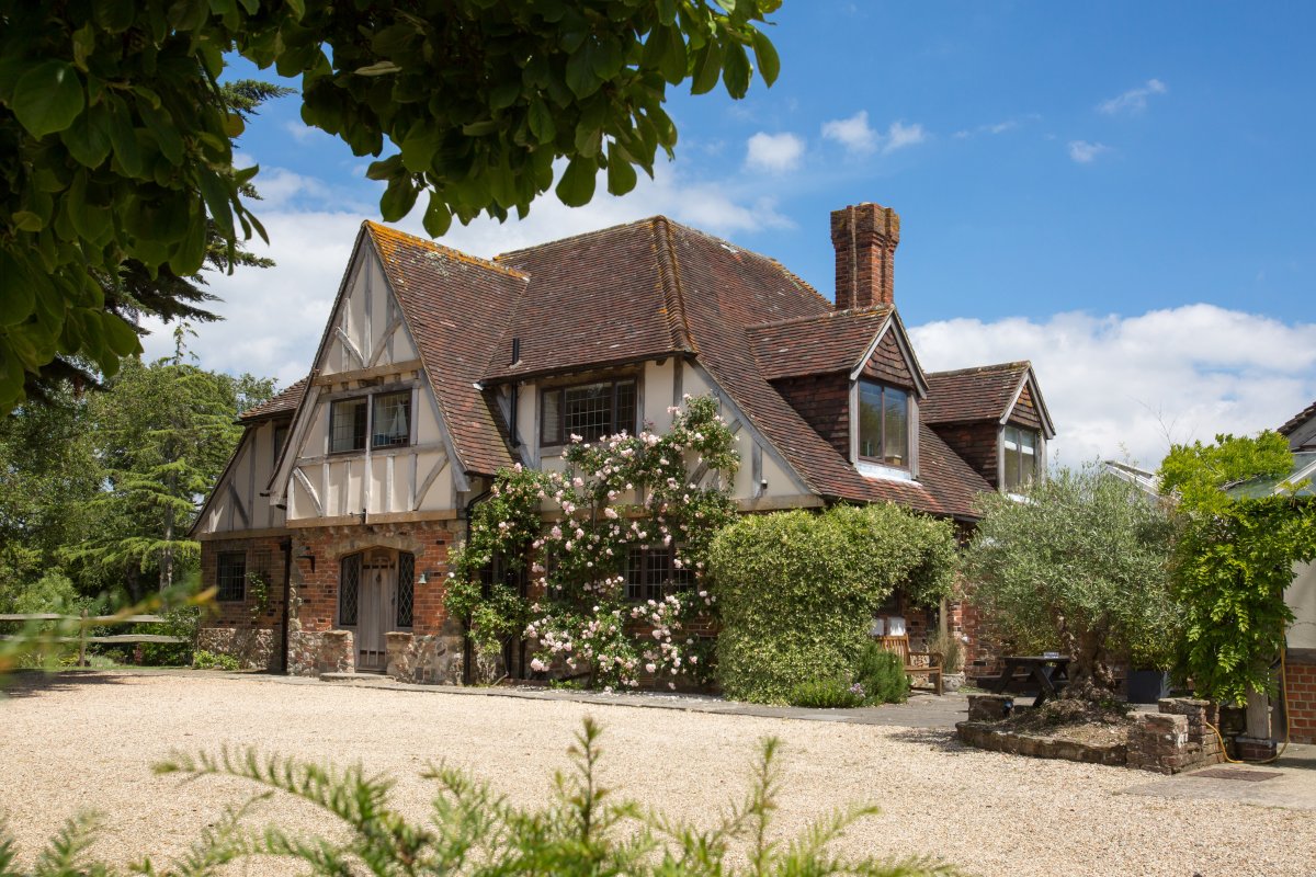 Front garden and private gravel drive