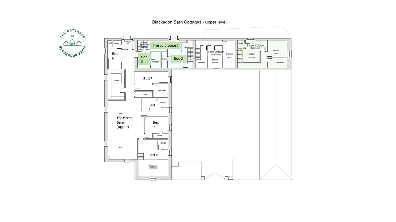 Lower level of The Cottages at Blackadon Farm (The Great Barn)