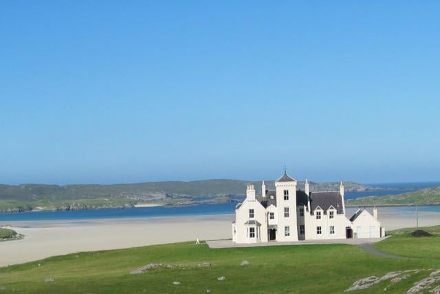 Uig Lodge overlooking Uig Bay.