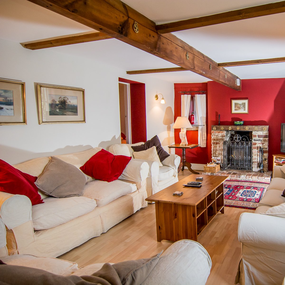 Living room with wood burning stove