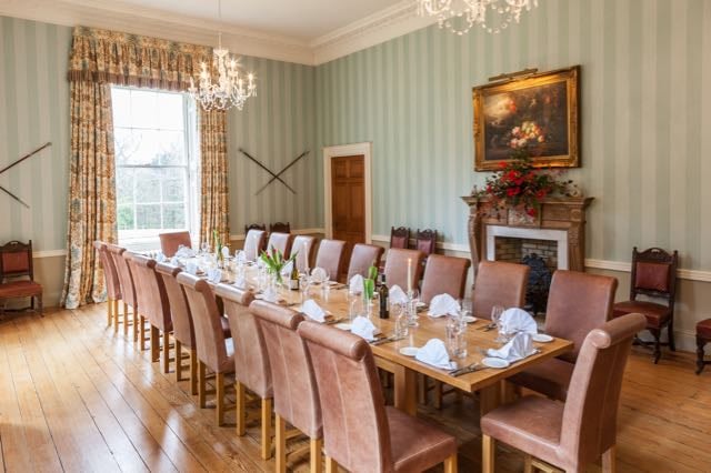 Elegant dining room with seating for 20 people