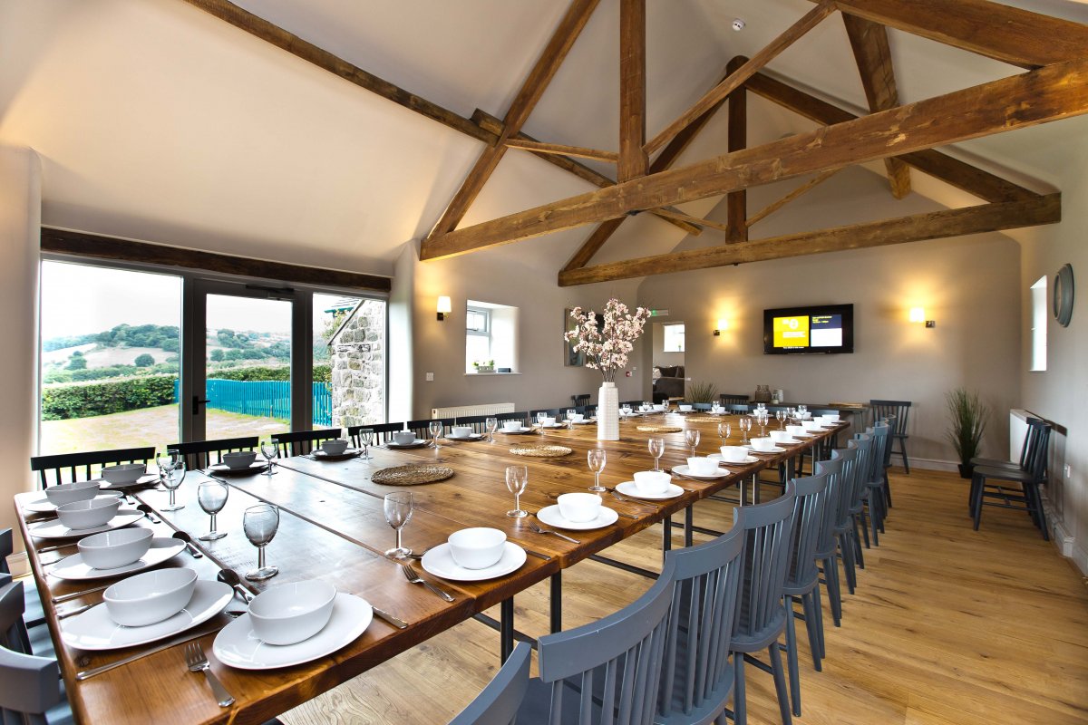 Large dining/meeting space seats up to 50 at Manifold Barns