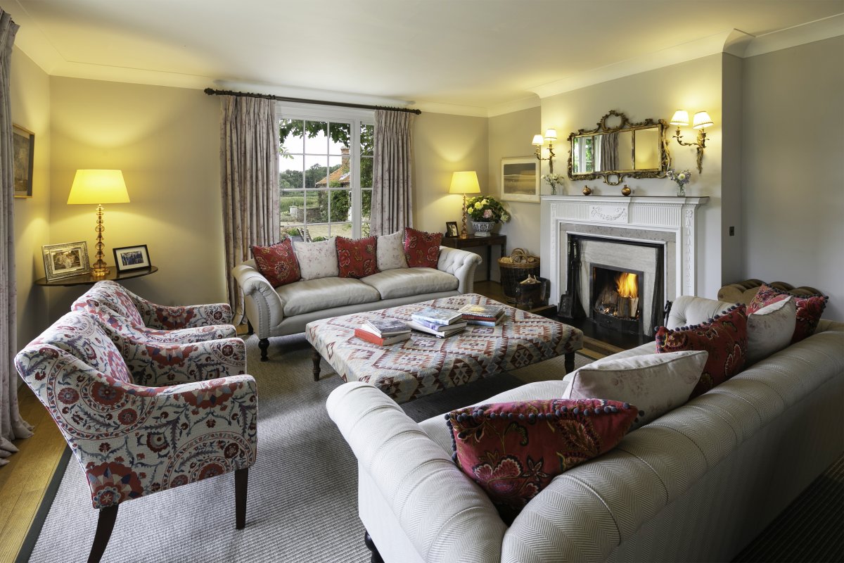 The Sitting room, with open fire and views of the garden