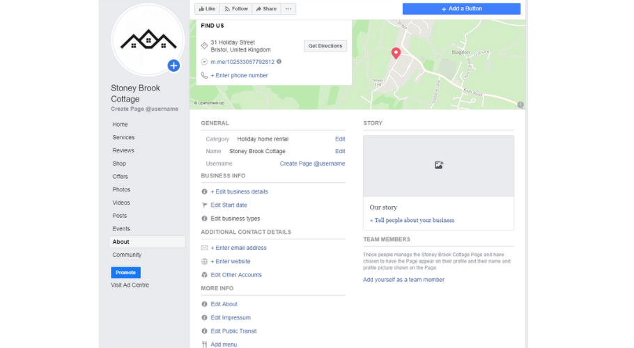 Edit the settings of your Facebook business page