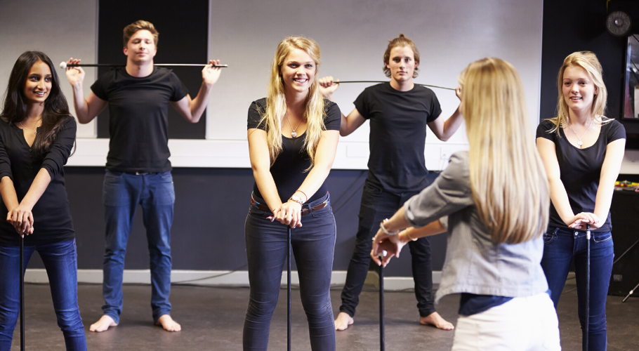 Group getting a dancing lesson