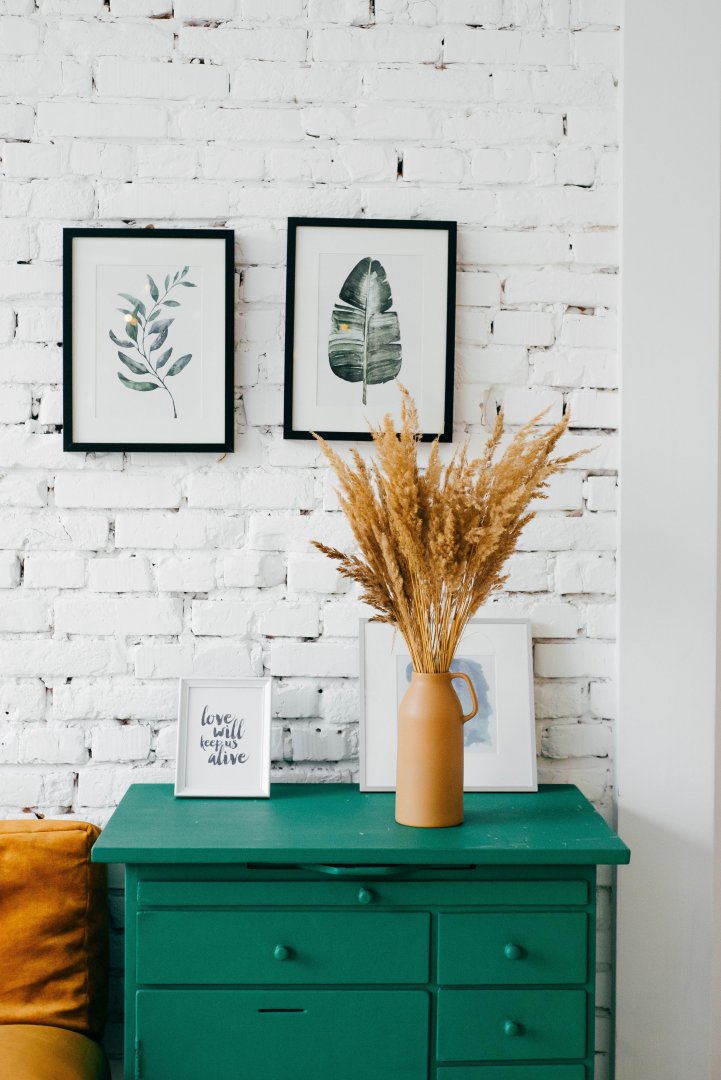 Painted green chest of drawers