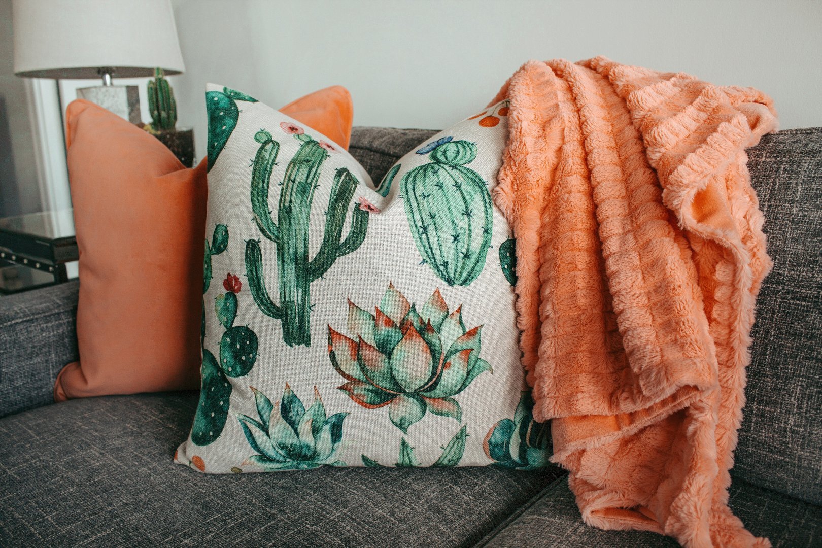 Patterned cushion and throw